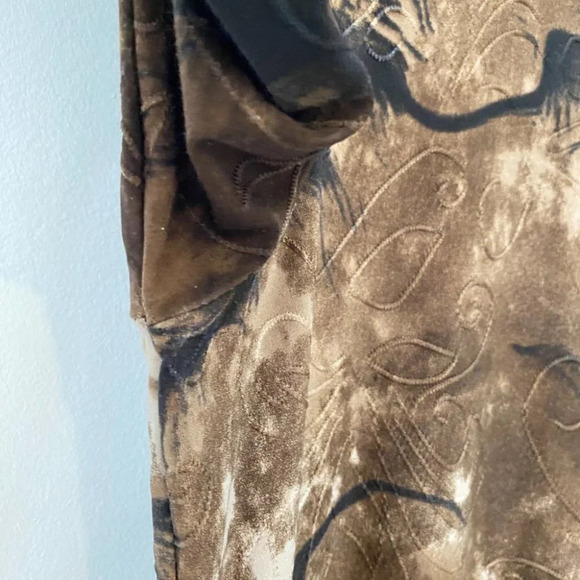 Clientele Smoky Tie-Dye 3/4-Sleeve Brown and Cream Women's L Shirt - Picture 6 of 16
